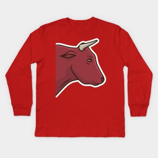 Danger Cow Head Sticker design vector illustration. Animal object icon concept. Farm animal cow cartoon character sticker design. Eid Mubarak icon concept. Kids Long Sleeve T-Shirt